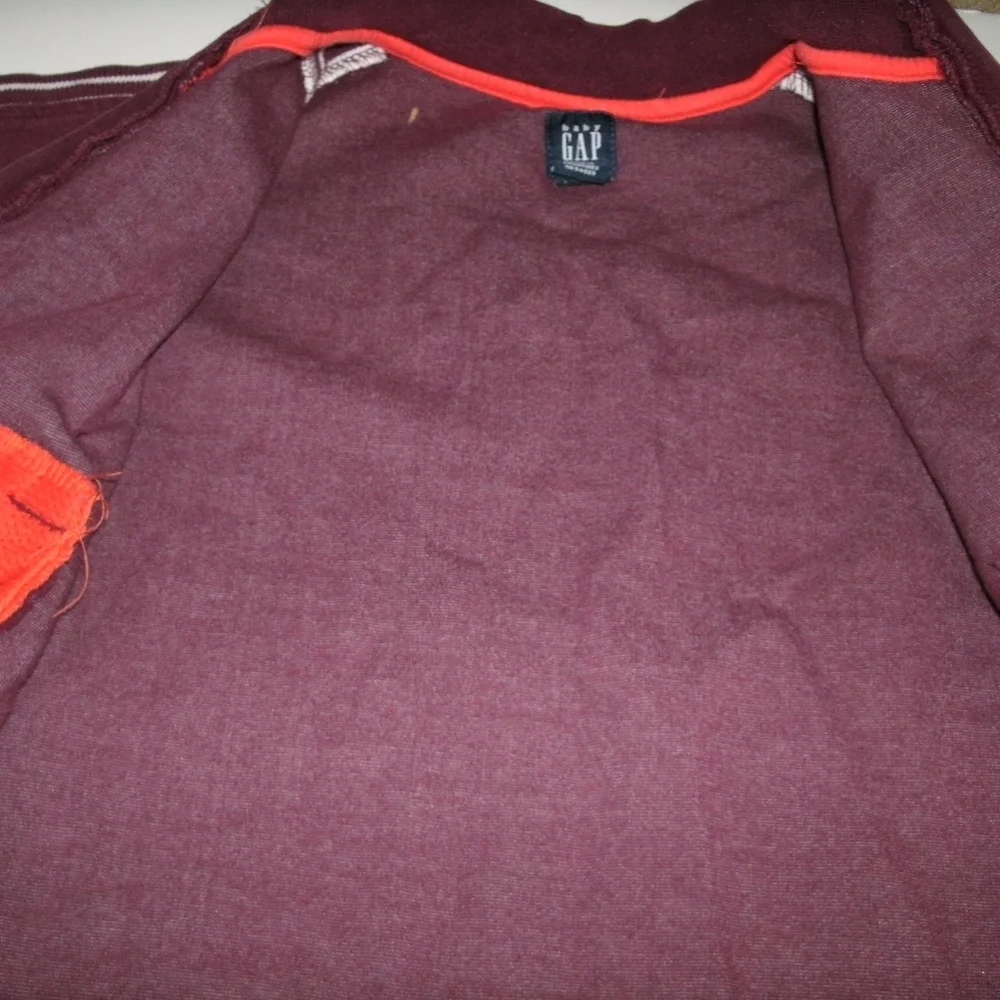 Gap Boys Track Jacket Track Full Zip Sweatshirt Burgundy Size 2T